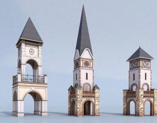 欧式钟楼3D模型下载
