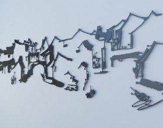 新中式墙饰3D模型下载