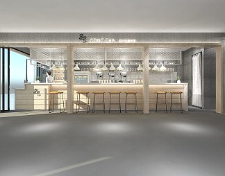 工业LOFT奶茶店3D模型下载