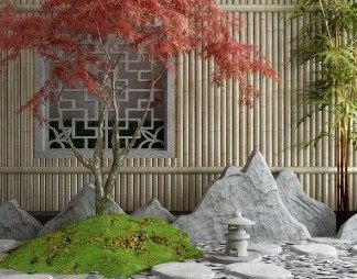 新中式景观小品3D模型下载