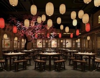 中式餐厅3D模型下载
