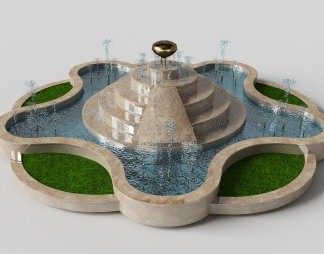 欧式喷泉3D模型下载