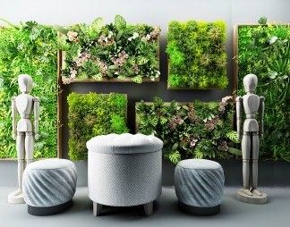 现代绿植墙3D模型下载