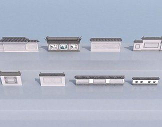 中式墙3D模型下载