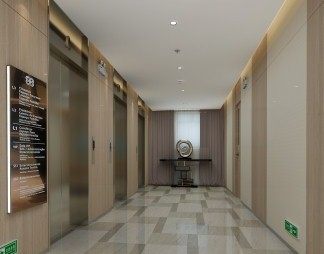 现代电梯厅3D模型下载
