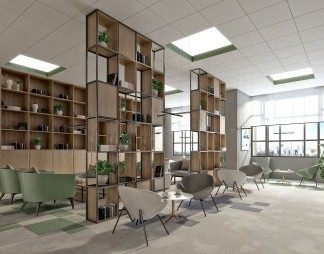 现代阅览室3D模型下载