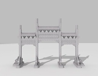 中式牌坊3D模型下载