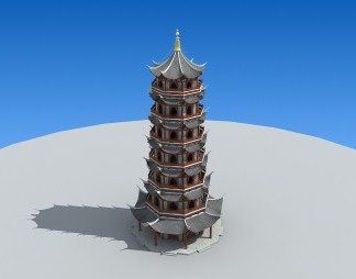 中式塔3D模型下载