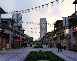 新中式商业街3D模型下载
