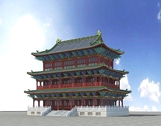 中式古建3D模型下载