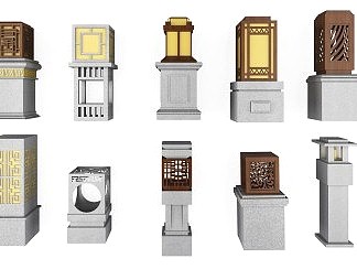 新中式草坪灯3D模型下载
