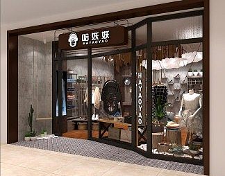 工业LOFT服装店3D模型下载