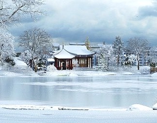 中式雪景场景3D模型下载