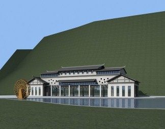 新中式建筑3D模型下载