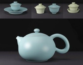 中式茶具3D模型下载