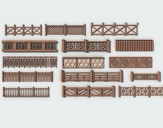 中式围栏3D模型下载