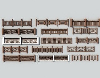 新中式护栏3D模型下载