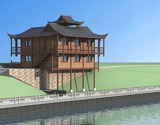 中式古建3D模型下载