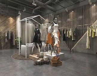 工业LOFT服装店3D模型下载