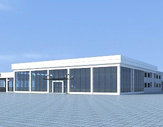 现代4s店建筑3D模型下载