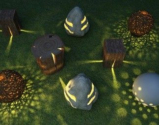 现代草坪灯3D模型下载