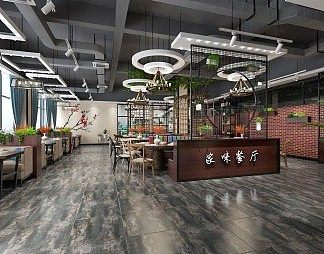 工业LOFT餐厅3D模型下载