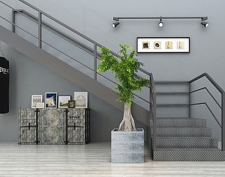 工业LOFT楼梯3D模型下载