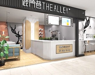 工业LOFT奶茶店3D模型下载