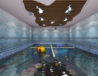 现代游泳馆3D模型下载