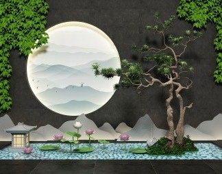 新中式园艺小品3D模型下载