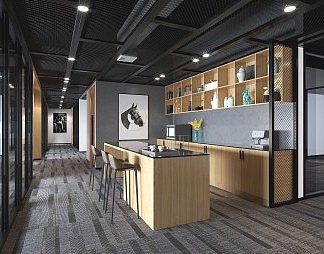 工业LOFT茶水间3D模型下载