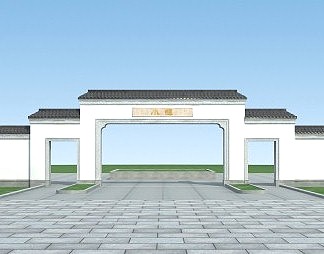 新中式大门3D模型下载