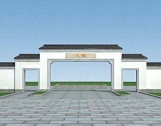 新中式大门3D模型下载