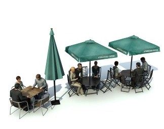 现代户外桌椅3D模型下载