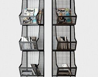 工业LOFT杂志架3D模型下载