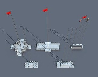 新中式升旗台3D模型下载