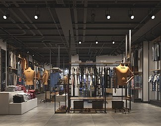 工业LOFT服装店3D模型下载