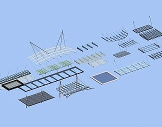 现代遮雨棚3D模型下载