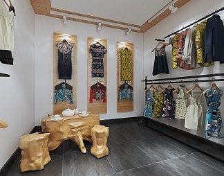 新中式服装店3D模型下载