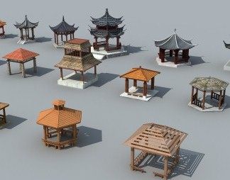 中式亭子3D模型下载