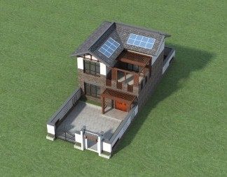 新中式独栋别墅3D模型下载