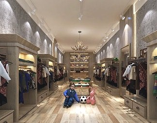 美式服装店3D模型下载