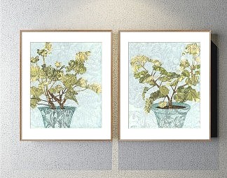 北欧植物画3D模型下载