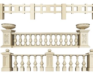 欧式护栏3D模型下载