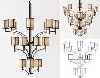 新中式吊灯3D模型下载