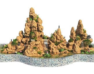 新中式盆景3D模型下载