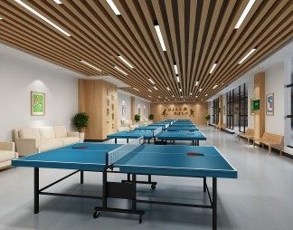 现代乒乓球室3D模型下载