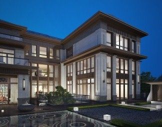 新中式独栋别墅3D模型下载