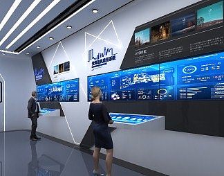 现代展厅3D模型下载