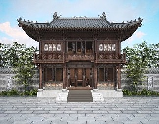 中式古建3D模型下载